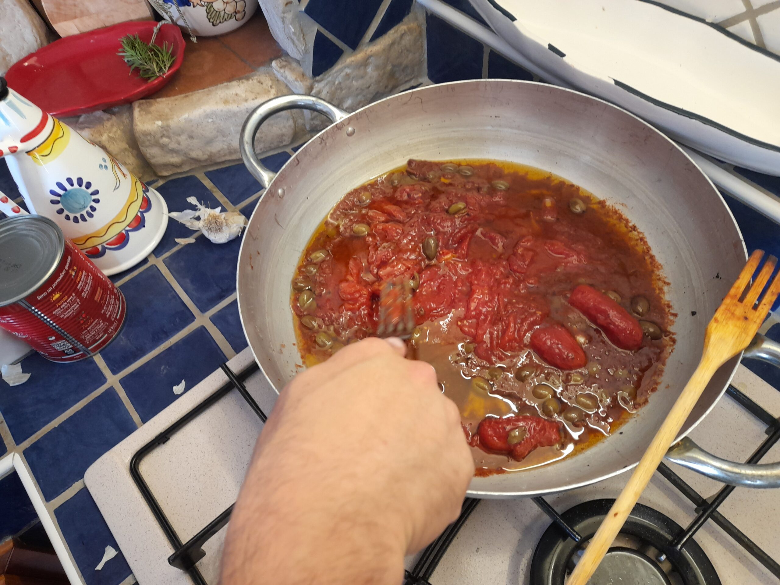 Italian Summer Magic: Authentic Pasta with Rich Tomato Sauce & Fried Green Peppers